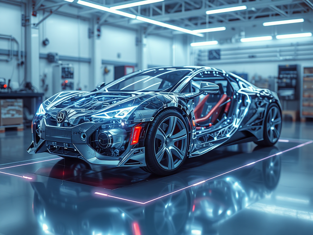 Hình ảnh minh họa phụ tùng ô tô tương lai kết nối kỹ thuật số, thể hiện xu hướng thị trường phụ tùng ô tô đang phát triển mạnh mẽ.