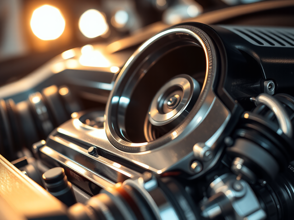 Hình ảnh cận cảnh một bộ phận động cơ ô tô chính hãng, sáng bóng, thể hiện chất lượng và độ bền vượt trội của phụ tùng ô tô.