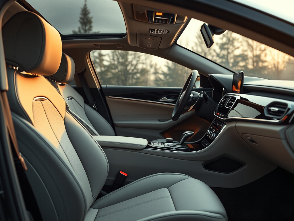 Nội thất xe hơi hiện đại với các phụ kiện ô tô chất lượng cao, tích hợp hoàn hảo, toát lên vẻ sang trọng và tiện nghi.